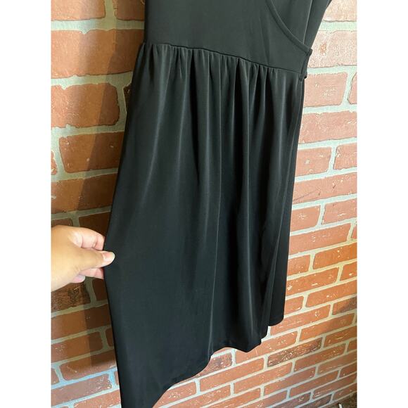 Ann Taylor | Black V-Neck Wrap Midi Dress - Picture 4 of 7